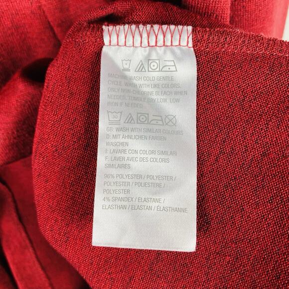 Denim & Co. Size Small Heathered Jersey V-Neck Long Sleeve Fit & Flare Top Red - Picture 4 of 4